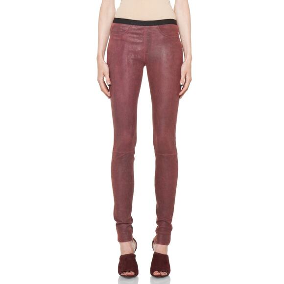 Helmut Lang Patina Cheyenne Leather Legging - XS - Burgundy - Picture 4 of 8